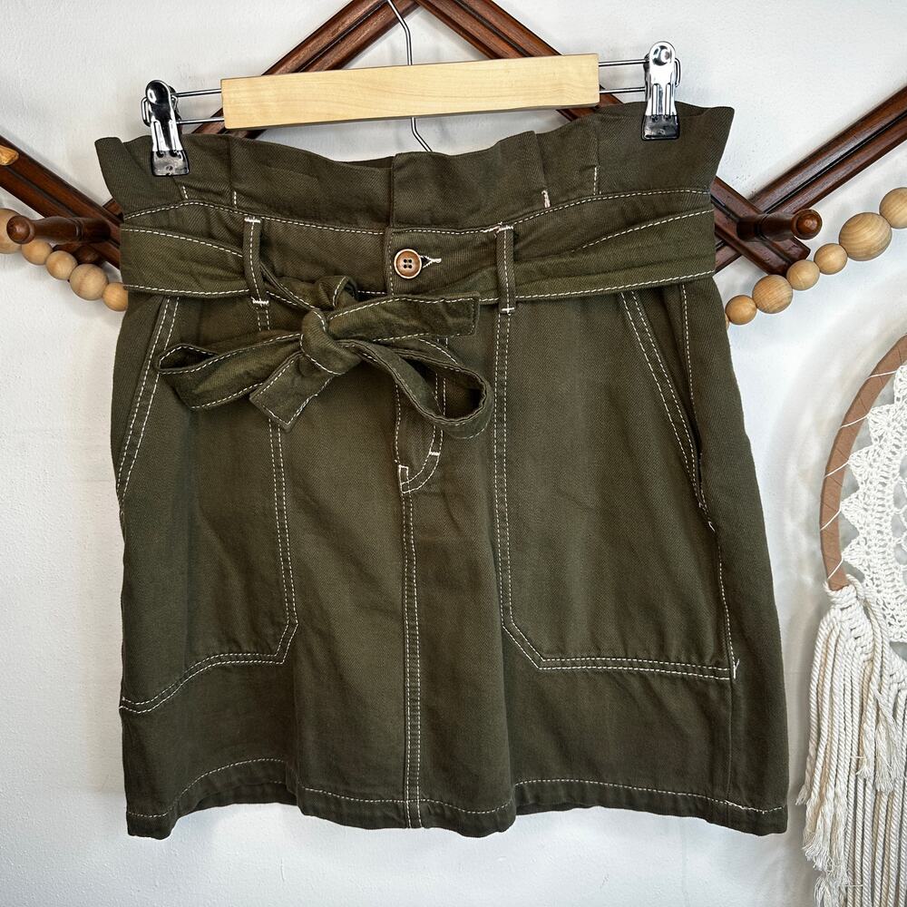 Free People Splendor In the Grass Green Belted Skirt